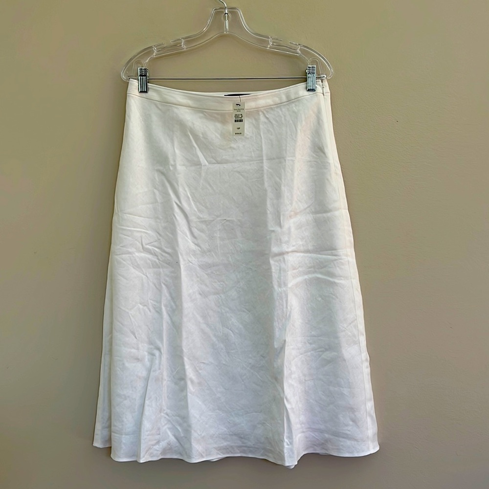 Talbots petites white 100% linen skirt size 10P